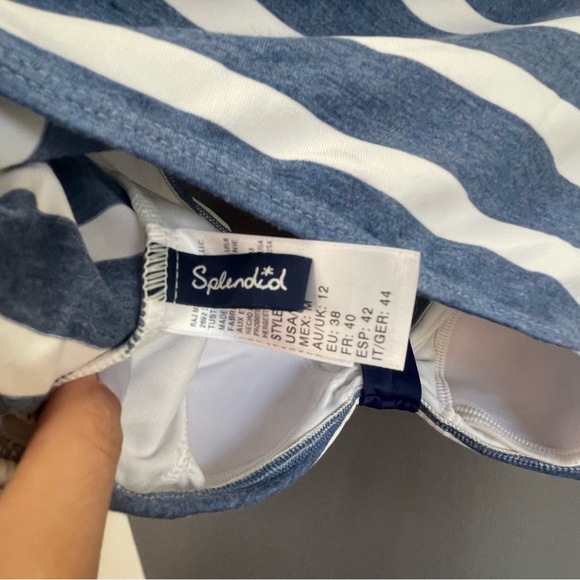 Splendid Anthropologie striped crop top bralette rutched knot tie shirt - Picture 5 of 12